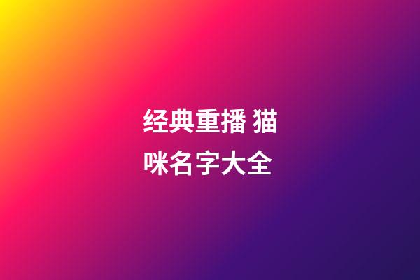 经典重播 猫咪名字大全